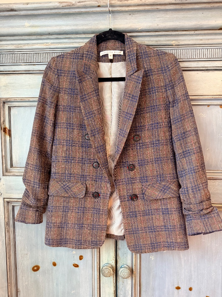 Veronica Beard Earth Tone Plaid Beacon Dickey Jacket Size 0